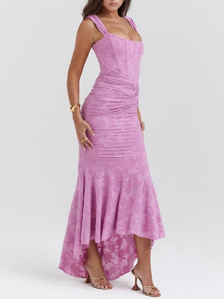 Jacquard Mermaid Formal Gown with Corset Bodice