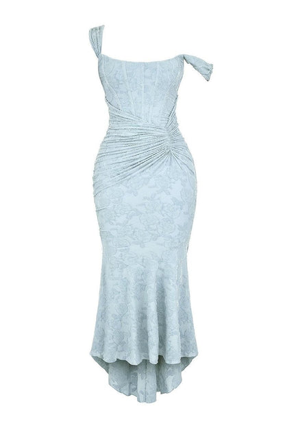 Jacquard Mermaid Formal Gown with Corset Bodice