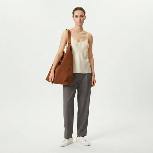 Slouchy Faux Suede Shoulder Bag