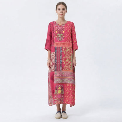 Women's Boho Print Flowing Maxi Dress