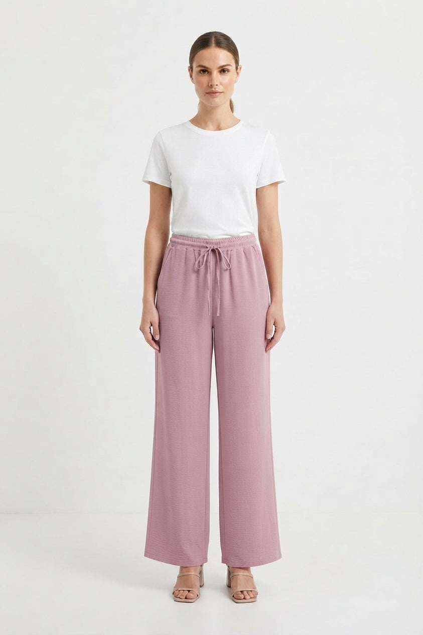 Relaxed Wide-Leg Drawstring Trousers