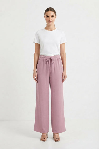 Relaxed Wide-Leg Drawstring Trousers