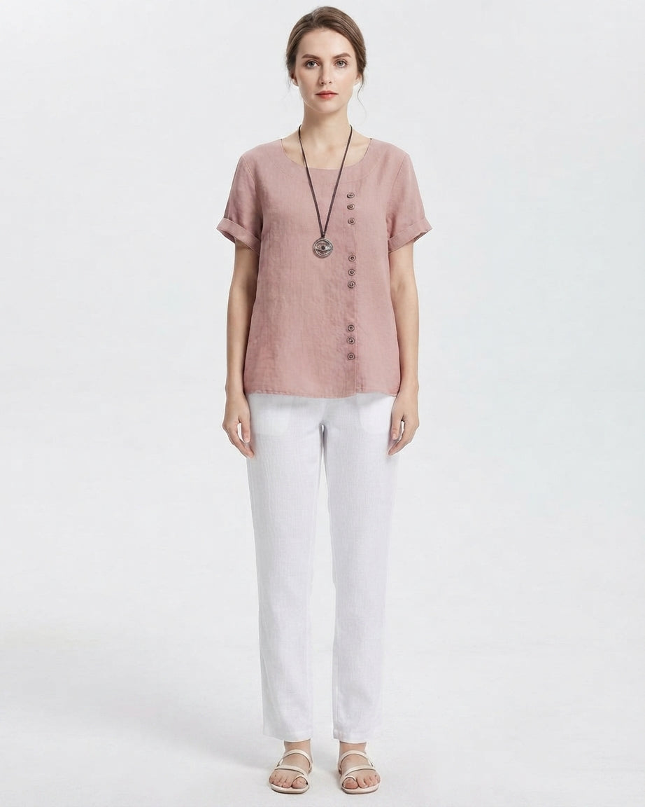 Women's Button-Detail Short-Sleeve Top