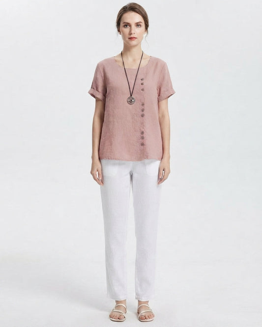 Women's Button-Detail Short-Sleeve Top