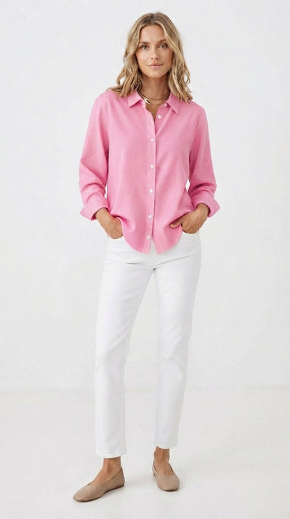 Minimalist Button-Front Blouse in Black