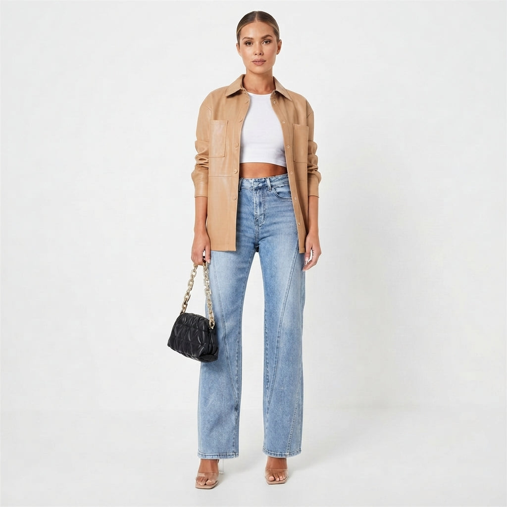 Mid-Rise Straight Leg Denim Jeans