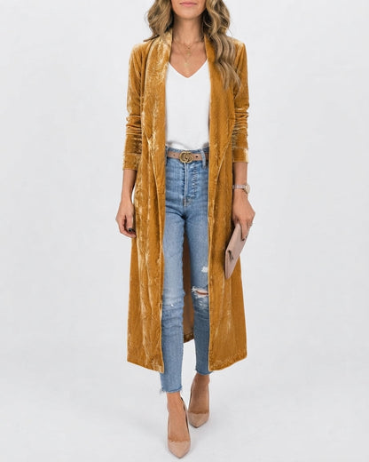 Open-Front Duster Cardigan with Longline Drape