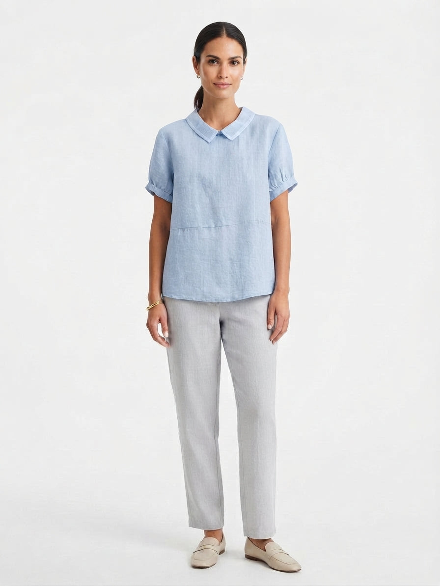 Peter Pan Collar Linen Shirt