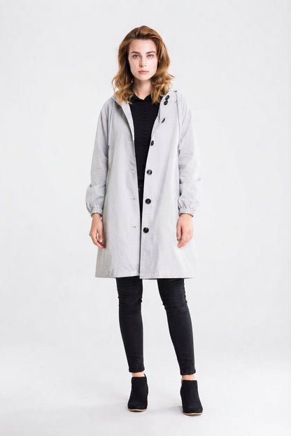Women's Hooded Longline Button-Front Winter Coat