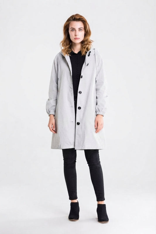 Women's Hooded Longline Button-Front Winter Coat