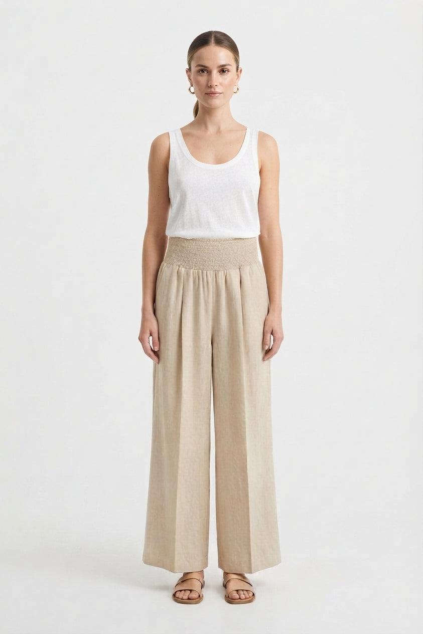 Pleated High-Rise Wide-Leg Trousers