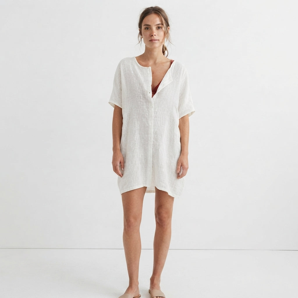 Women's Button-Down Beach Shirt and Shorts Set