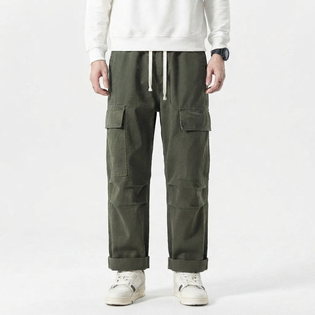 Men's Wide-Leg Utility Cargo Trousers