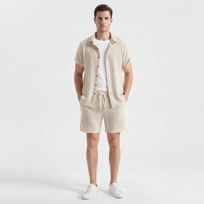 Men's Casual Shirt and Shorts Two-Piece Co-ord Set