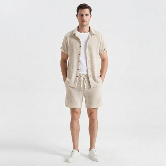 Men's Casual Shirt and Shorts Two-Piece Co-ord Set