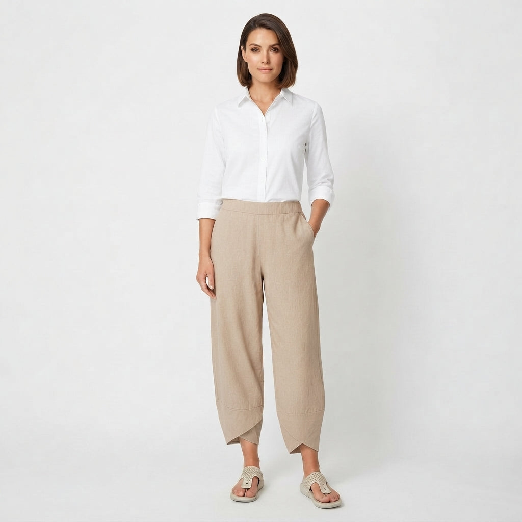Wide-Leg Cropped Trousers with Relaxed Fit