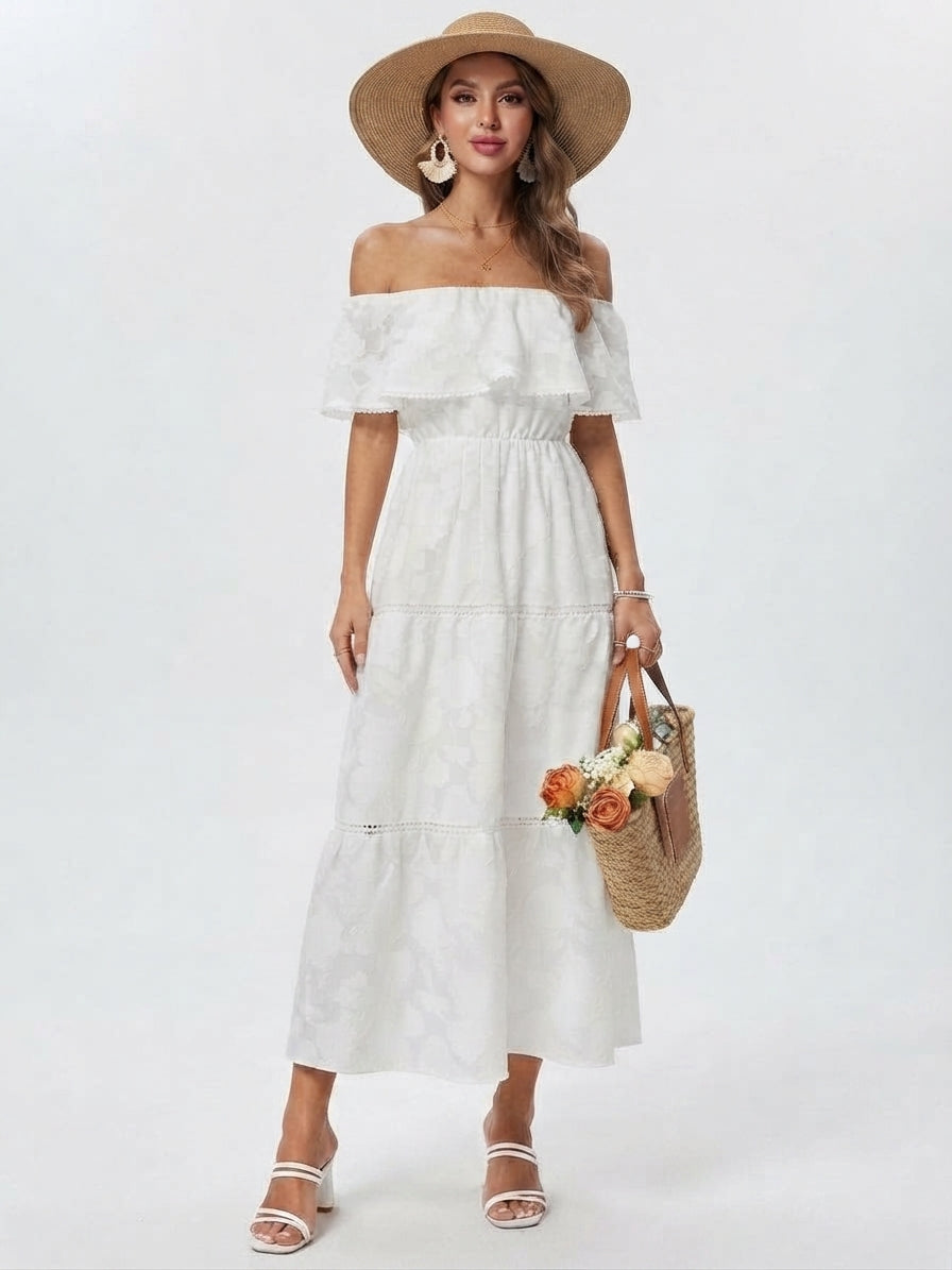 Women's Tiered Off-Shoulder Formal Maxi Gown