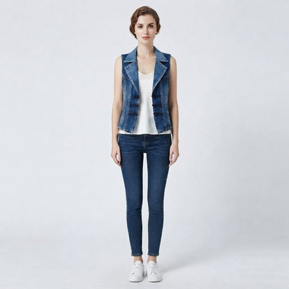 Relaxed Sleeveless Denim Waistcoat Jacket