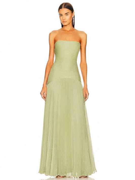 Bandeau Pleated Maxi Dress