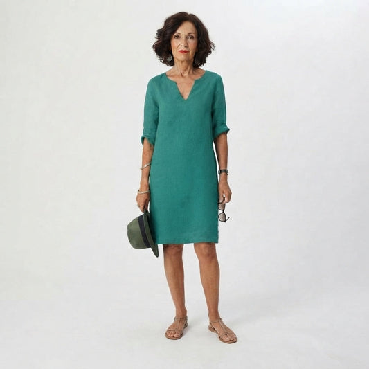 Classic V-Neck Knee-Length Dress
