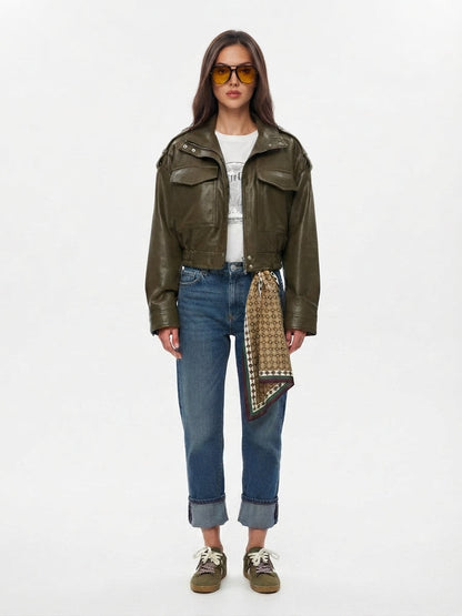 Asymmetric Zip Moto Biker Jacket