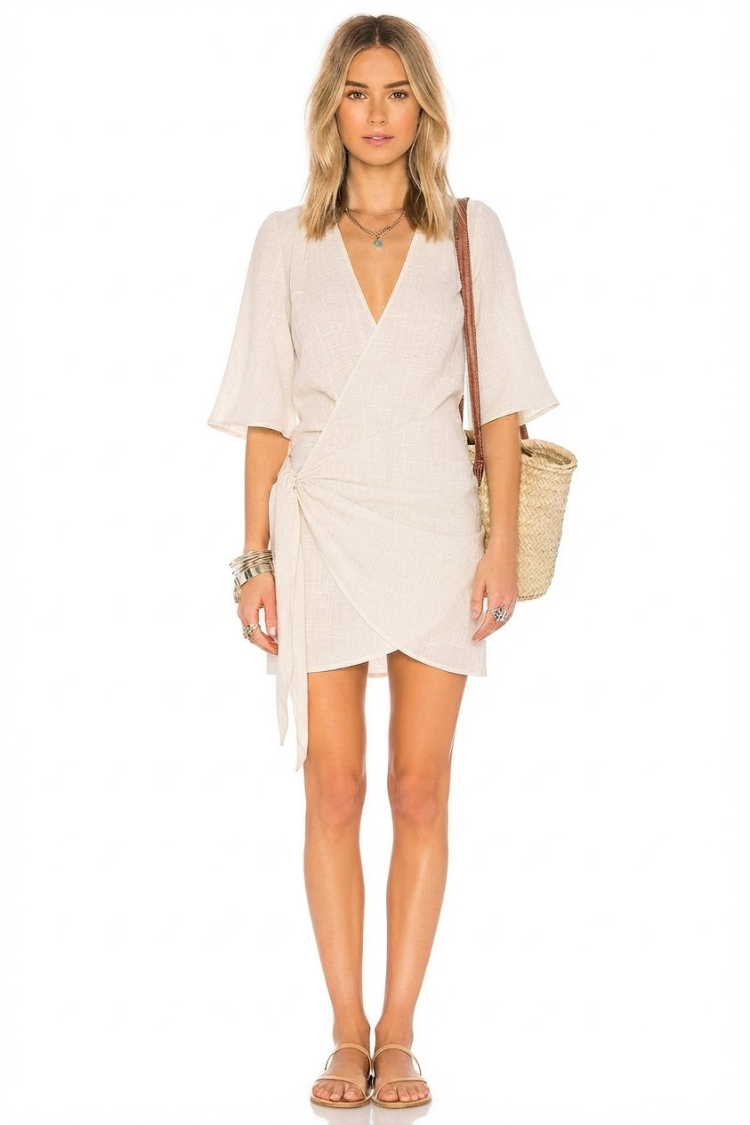 Asymmetric Wrap Mini Dress