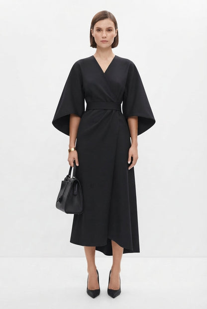 Kimono Sleeve Tie-Waist Midi Dress
