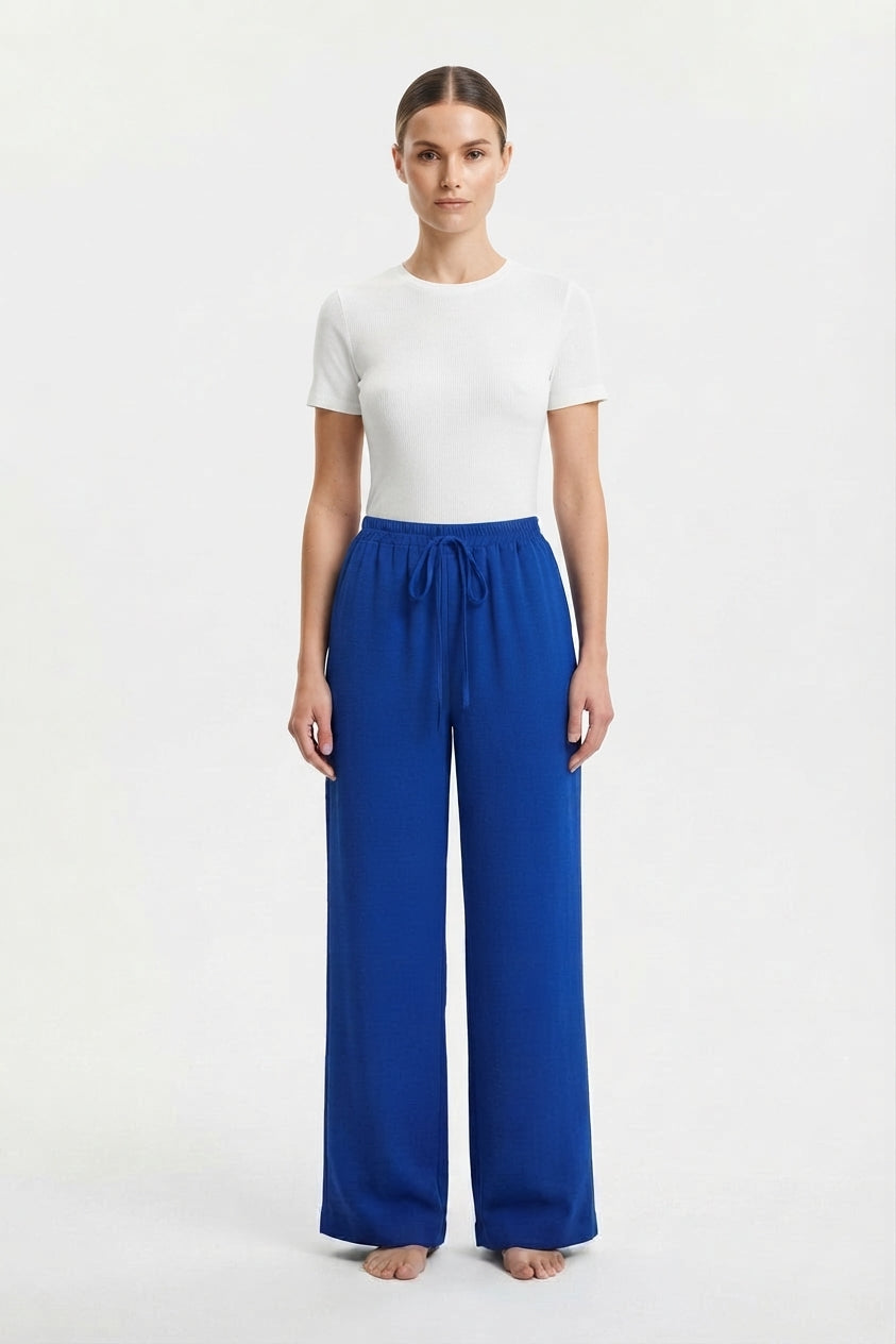Flowing Drawstring Palazzo Pants with Pockets