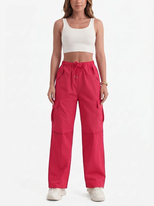 Drawstring Cargo Trousers with Utility Pockets