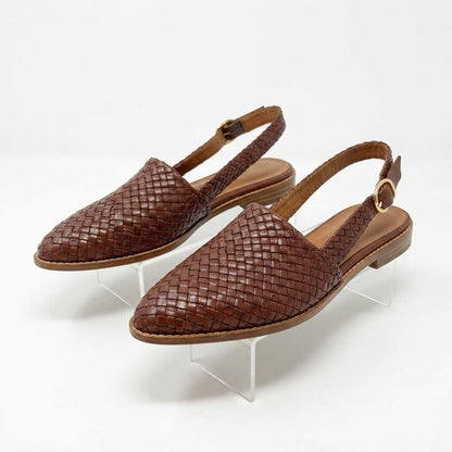 Textured Woven Slingback Flats