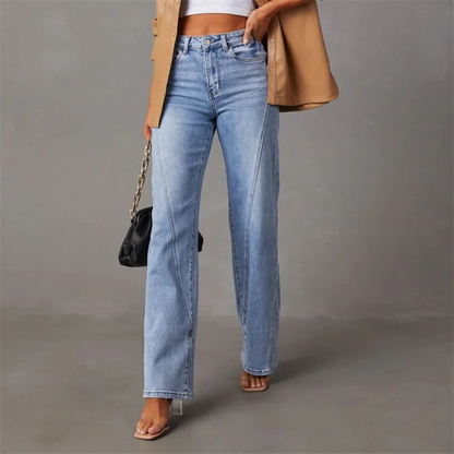 Mid-Rise Straight Leg Denim Jeans