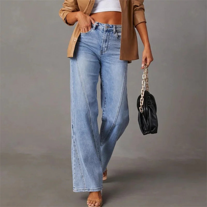 Mid-Rise Straight Leg Denim Jeans