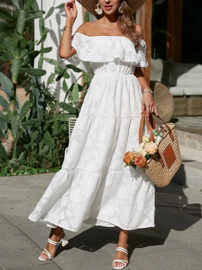 Women's Tiered Off-Shoulder Formal Maxi Gown