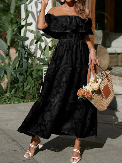 Women's Tiered Off-Shoulder Formal Maxi Gown