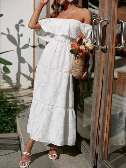 Women's Tiered Off-Shoulder Formal Maxi Gown