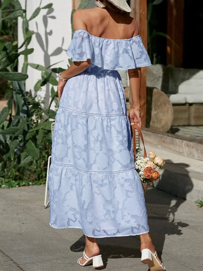 Women's Tiered Off-Shoulder Formal Maxi Gown