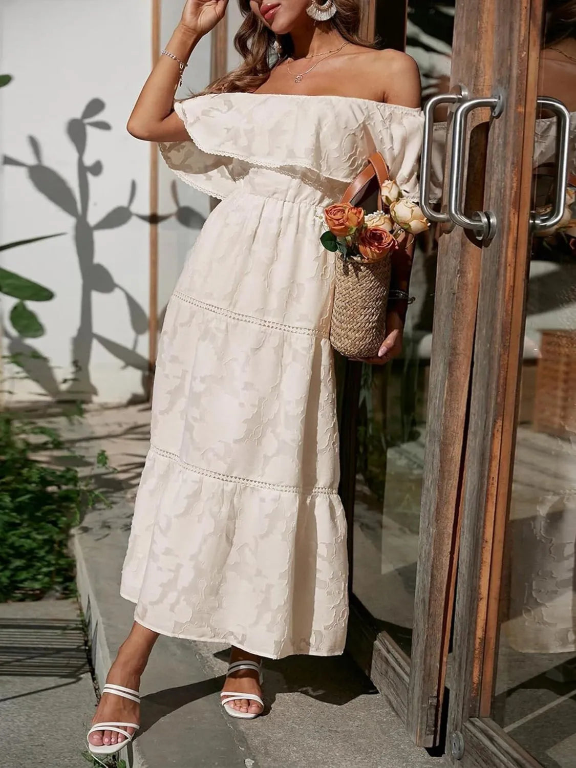 Women's Tiered Off-Shoulder Formal Maxi Gown