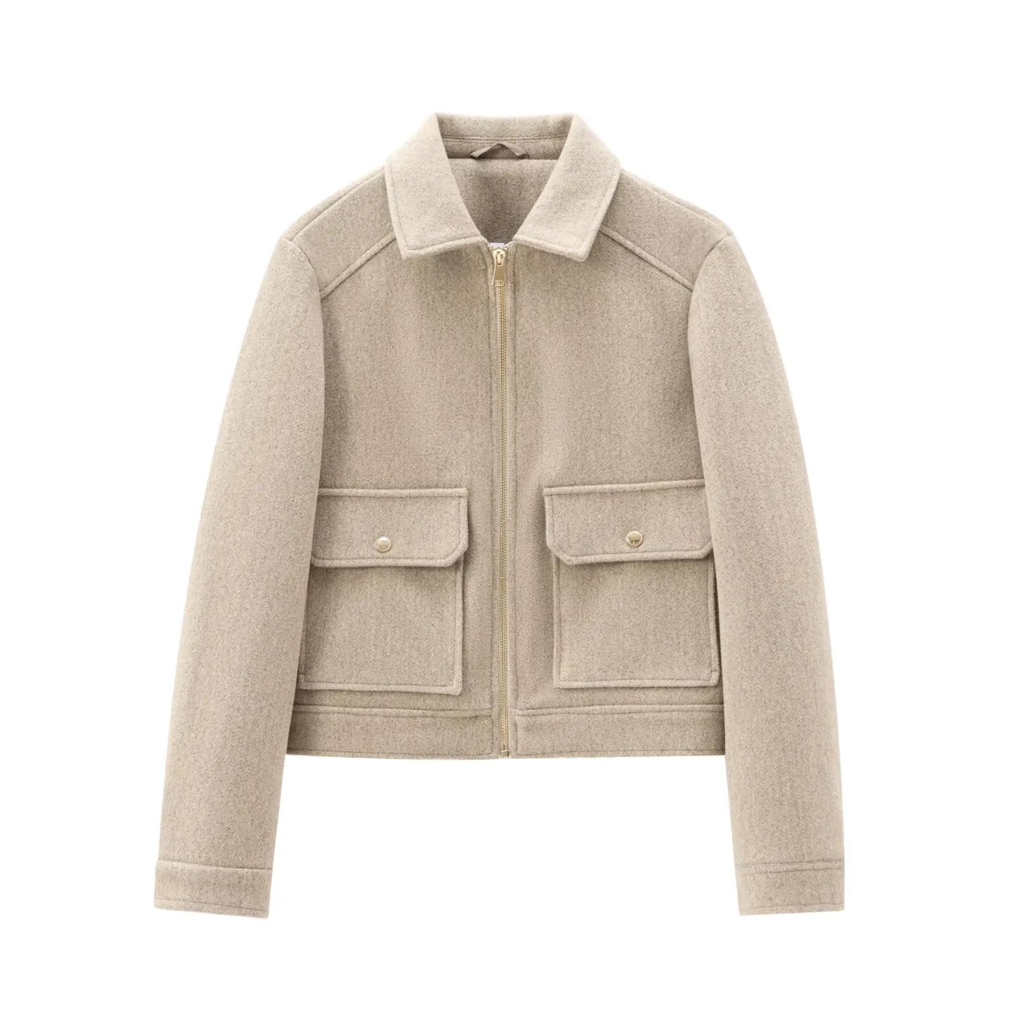 Zip-Front Cropped Bomber Jacket