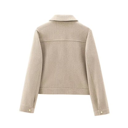 Zip-Front Cropped Bomber Jacket