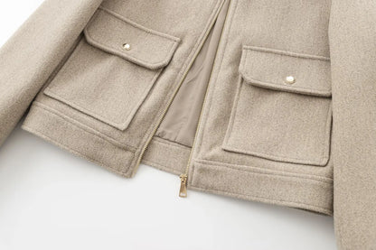 Zip-Front Cropped Bomber Jacket