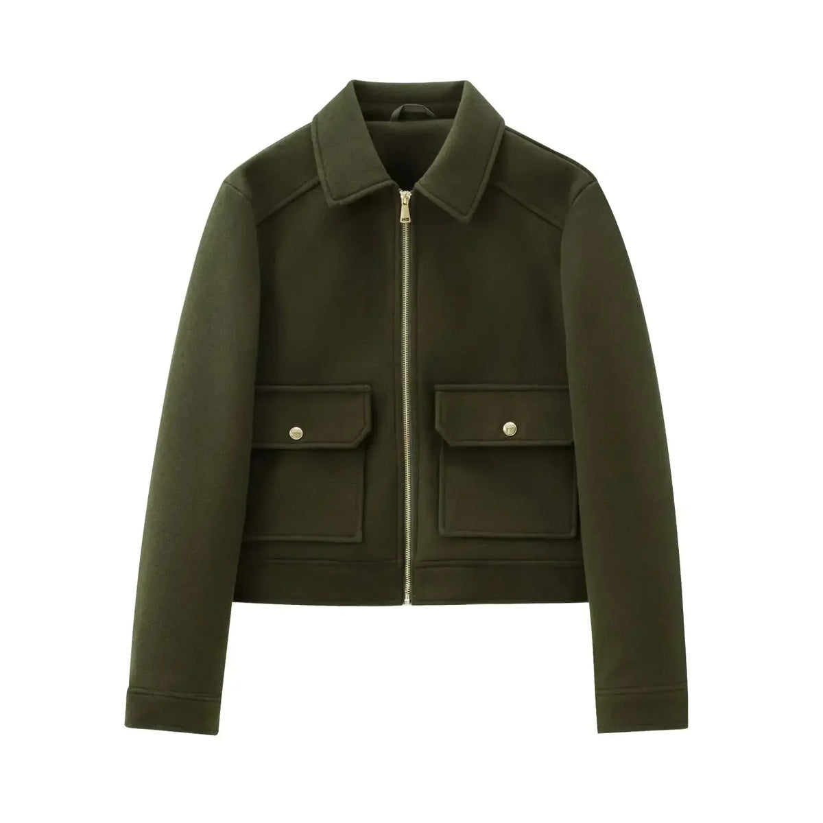 Zip-Front Cropped Bomber Jacket