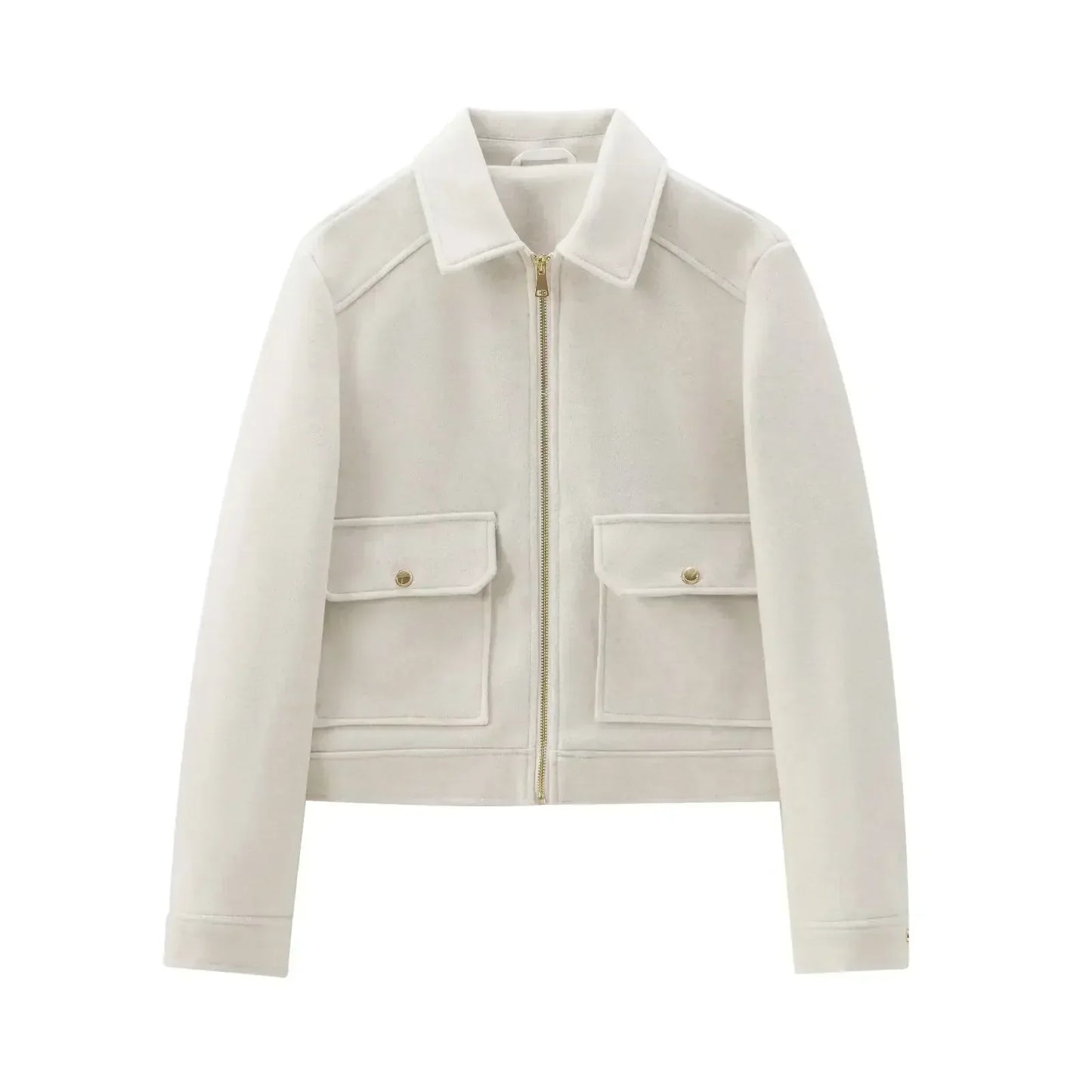 Zip-Front Cropped Bomber Jacket