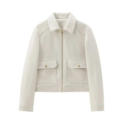 Zip-Front Cropped Bomber Jacket