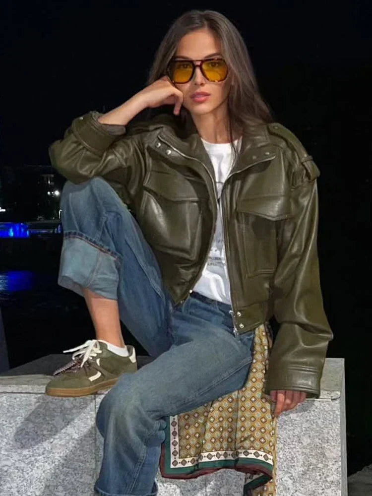 Asymmetric Zip Moto Biker Jacket