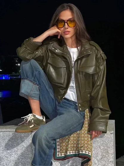 Asymmetric Zip Moto Biker Jacket