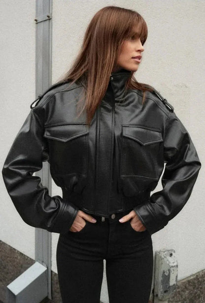 Asymmetric Zip Moto Biker Jacket