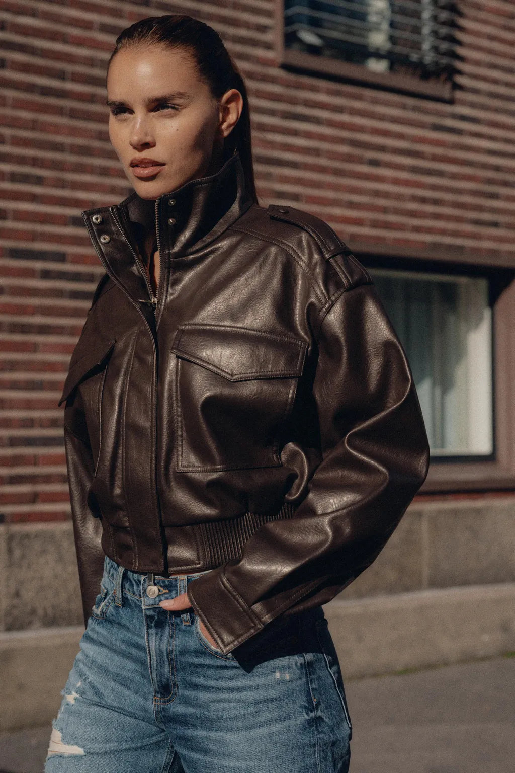 Asymmetric Zip Moto Biker Jacket