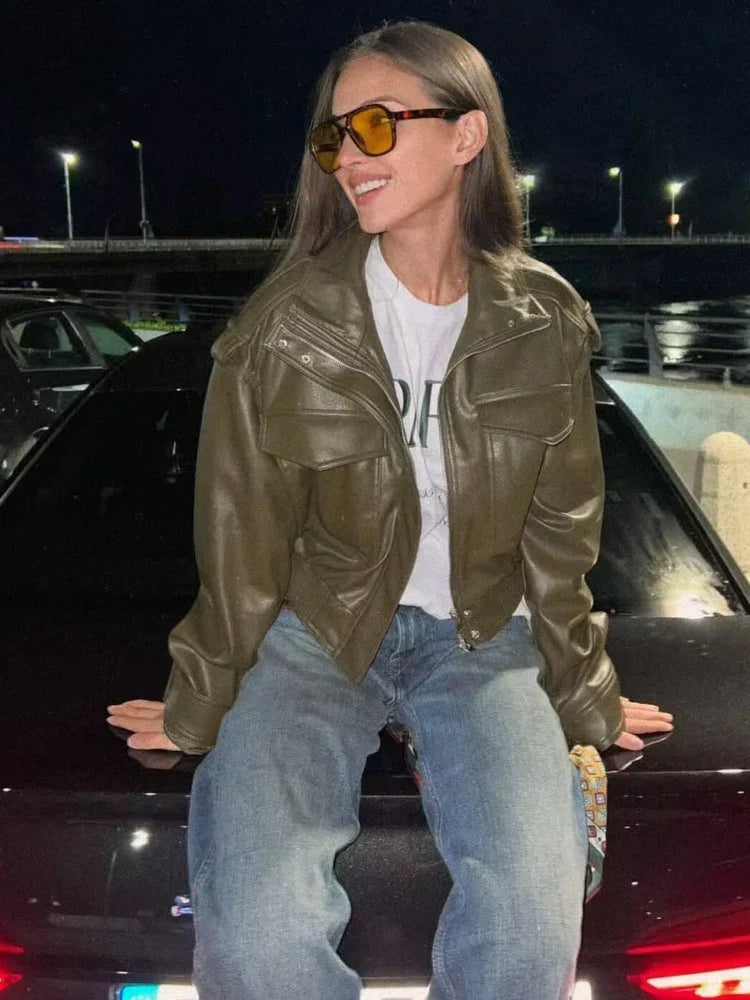 Asymmetric Zip Moto Biker Jacket