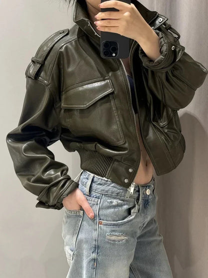 Asymmetric Zip Moto Biker Jacket