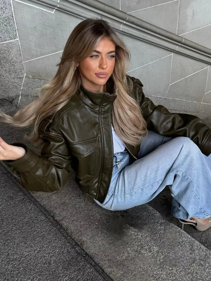Asymmetric Zip Moto Biker Jacket